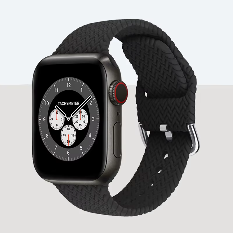 Woven Watch Band • Apple Watch Compatible • Soft Silicone • Adjustable 