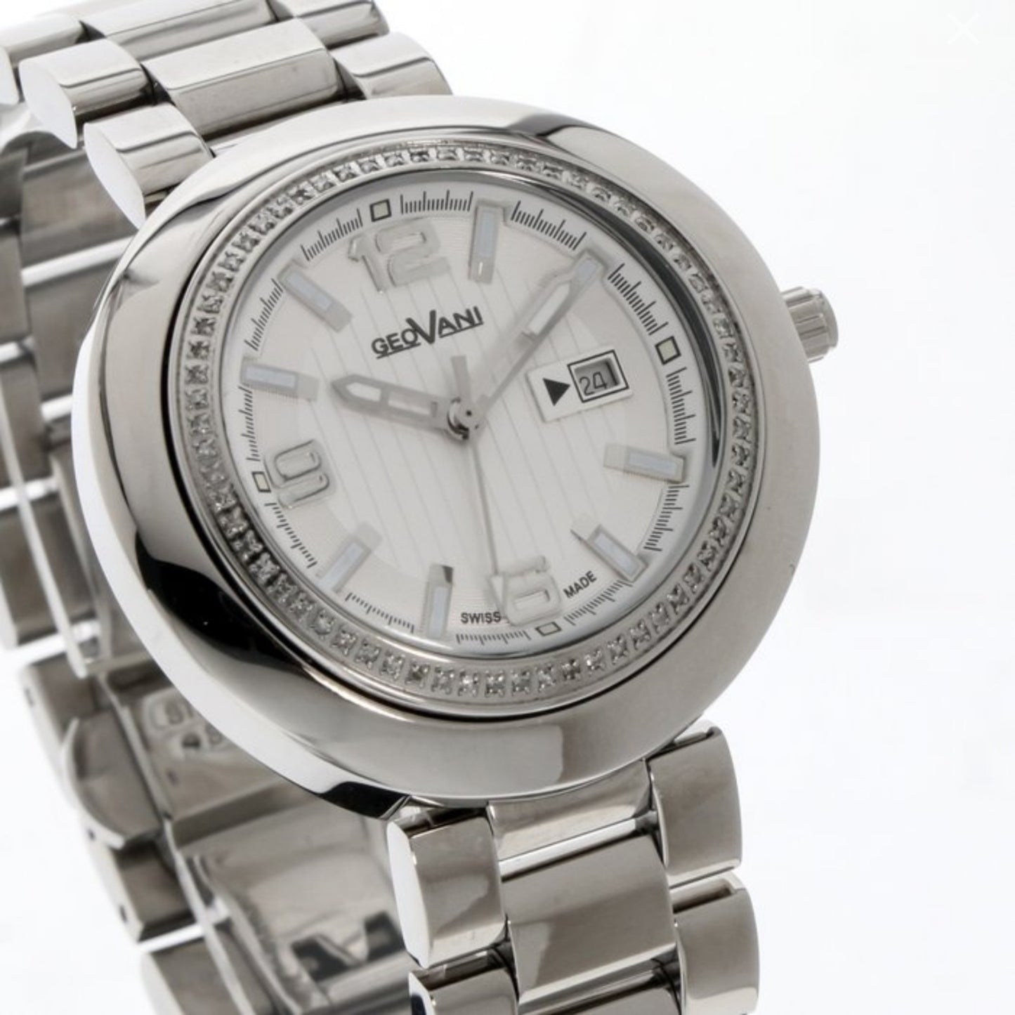 GEOVANI • Swiss Watch • Stainless Steel • Gemmed Bezel • 38mm Quartz 3ATM GOL511