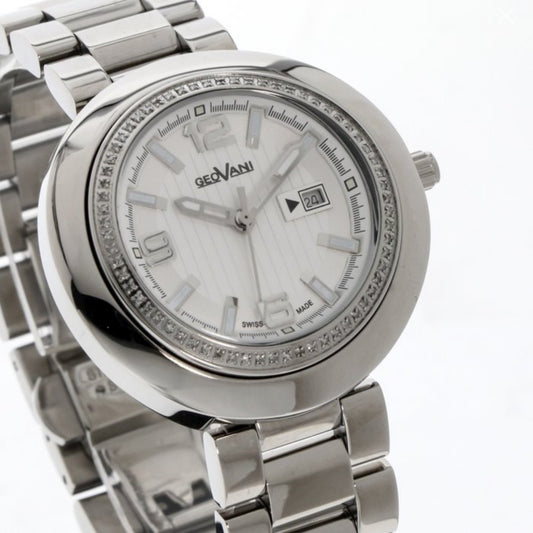 GEOVANI • Swiss Watch • Stainless Steel • Gemmed Bezel • 38mm Quartz 3ATM GOL511