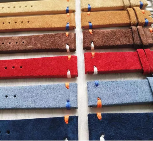 Suede Leather • Handmade Vintage Style SmartWatch Band • 22mm • Apple Compatible - ChronoBling