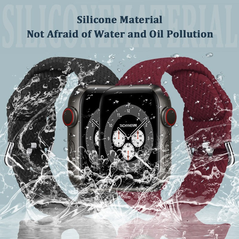 Woven Watch Band • Apple Watch Compatible • Soft Silicone • Adjustable 