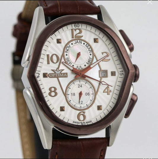 OPTIMA • ME1080-RCX-S-1 • 42x44.5mm • Swiss Watch  • Date SubDay • Dual Time