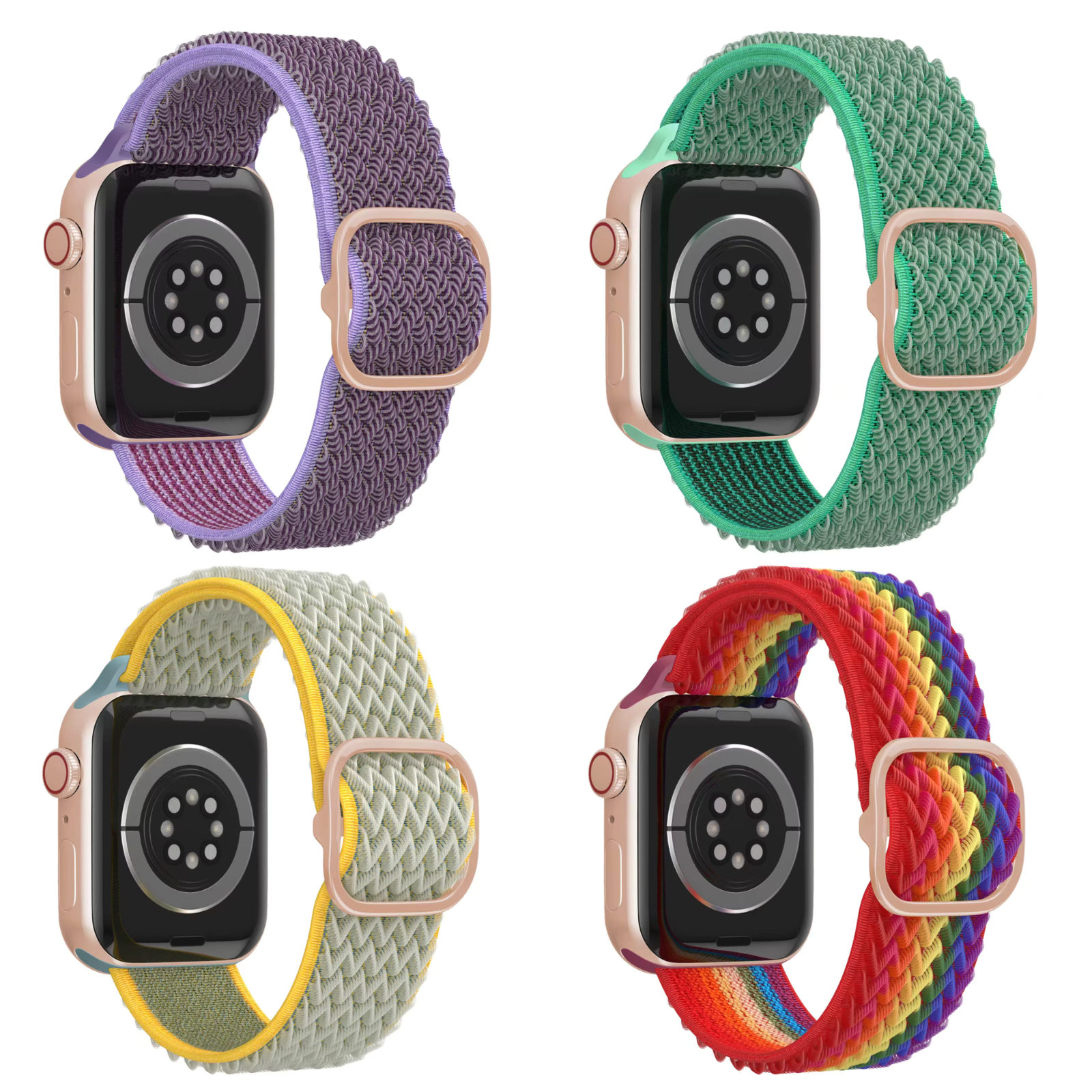 4 Pack Watch Bands • Compatible With Apple Watch • Soft Breathable Nylon