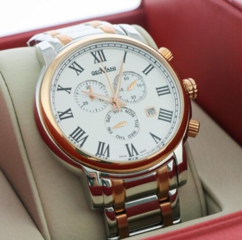 GEOVANI • Swiss Chronograph Watch • PVD Gold Stainless Steel• 45mm 5ATM GOC555