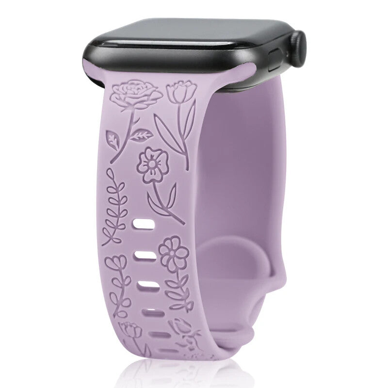 Engraved Soft Silicone Band • Waterproof Sport Strap • Apple Watch Compatible