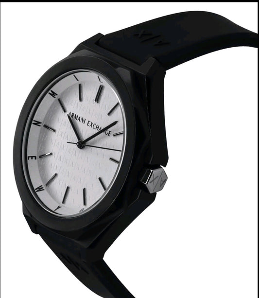 Armani Exchange Watch • Silicone Strap • White Dial Quartz Mineral Glass AX4600