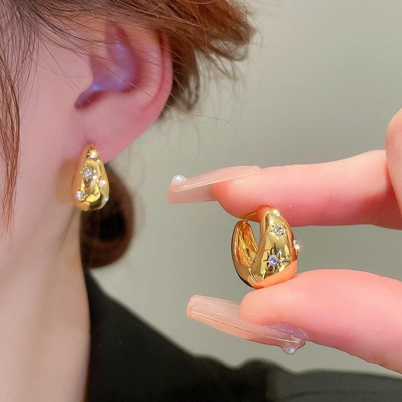 Special-interest design earrings one size silver and gold style high-grade retro