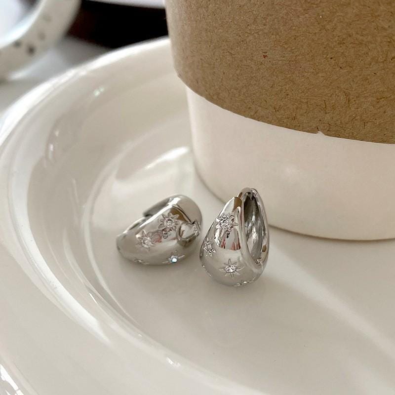 Special-interest design earrings one size silver and gold style high-grade retro