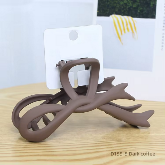 Bow Women Hair Claw Clip 13cm • Matte Spray Butterfly Clamp • Maillard Style