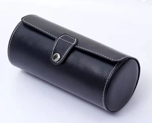 PU Leather Watch Travel Case • Handcrafted • 3 Watch • Black Kansas Leather Co