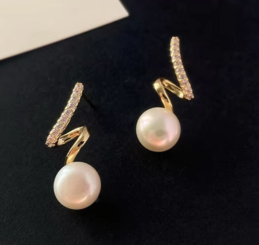18K Gold Plated Screw Pearl Stud Earrings • Elegant Imitation Jewelry for Women