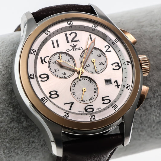 Optima • 44.15mm • Swiss Chronograph Watch • Date SubDay • WR50M • OSC376