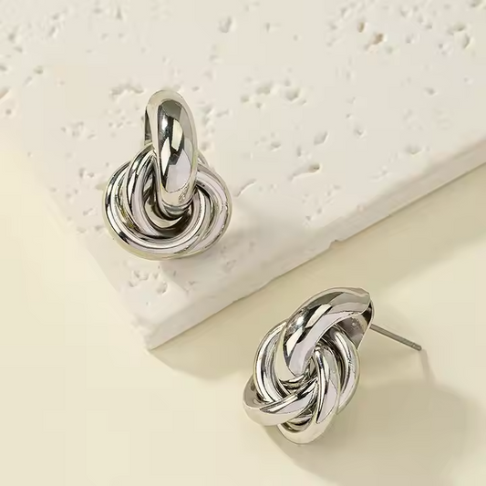 Women 14K Gold Plated Earrings • Multi Layer Twisted Hoop • Geometric Circle