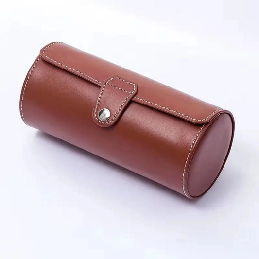 Leather Watch Roll Holds 1 to 3 Watches Black Brown