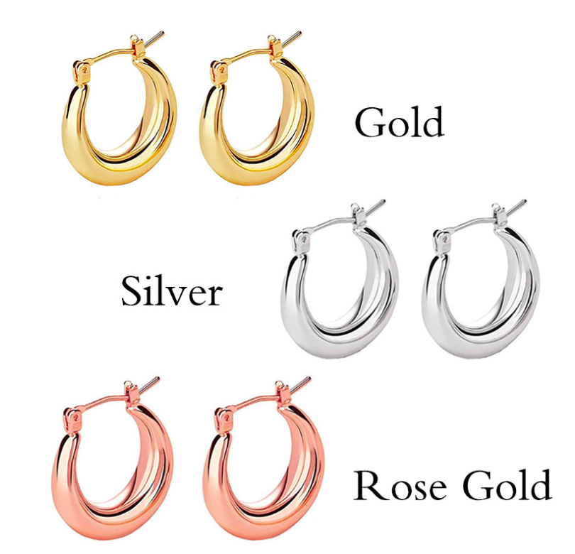 14K Gold • 3 Pack Hoop Earrings • 1 Set Each 20/25/30mm • Bundle Save More!