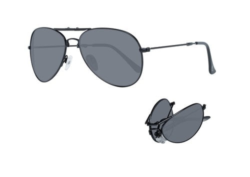AVIATOR Sunglasses • AVGSR 635BKS • 100% UVA UVB • Foldable Full Rim • 59•49•145