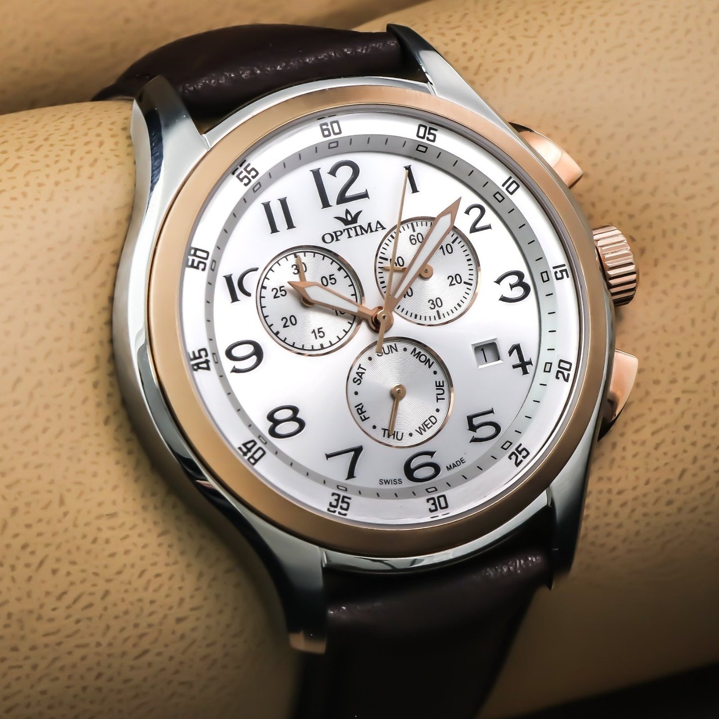 Optima • 44.15mm • Swiss Chronograph Watch • Date SubDay • WR50M • OSC376