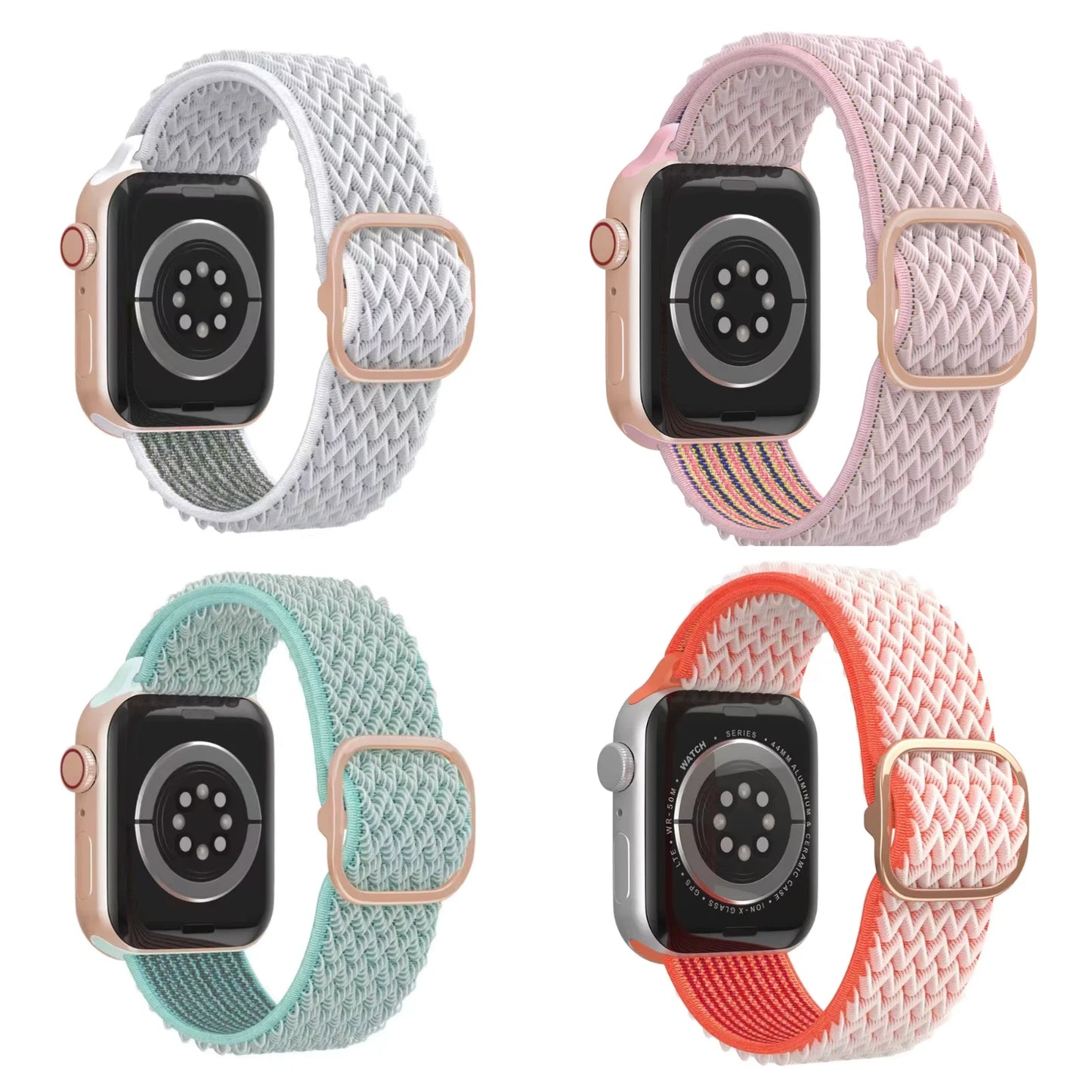 4 Pack Fashion Bands for Apple Watch 38/40/41mm & 42/44/45/46/49/Ultra Nylon