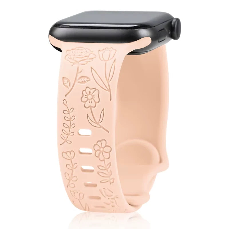 Engraved Roses Band for Apple Watch 38/40/41mm & 42/45/46/49/ Ultra Ailicone