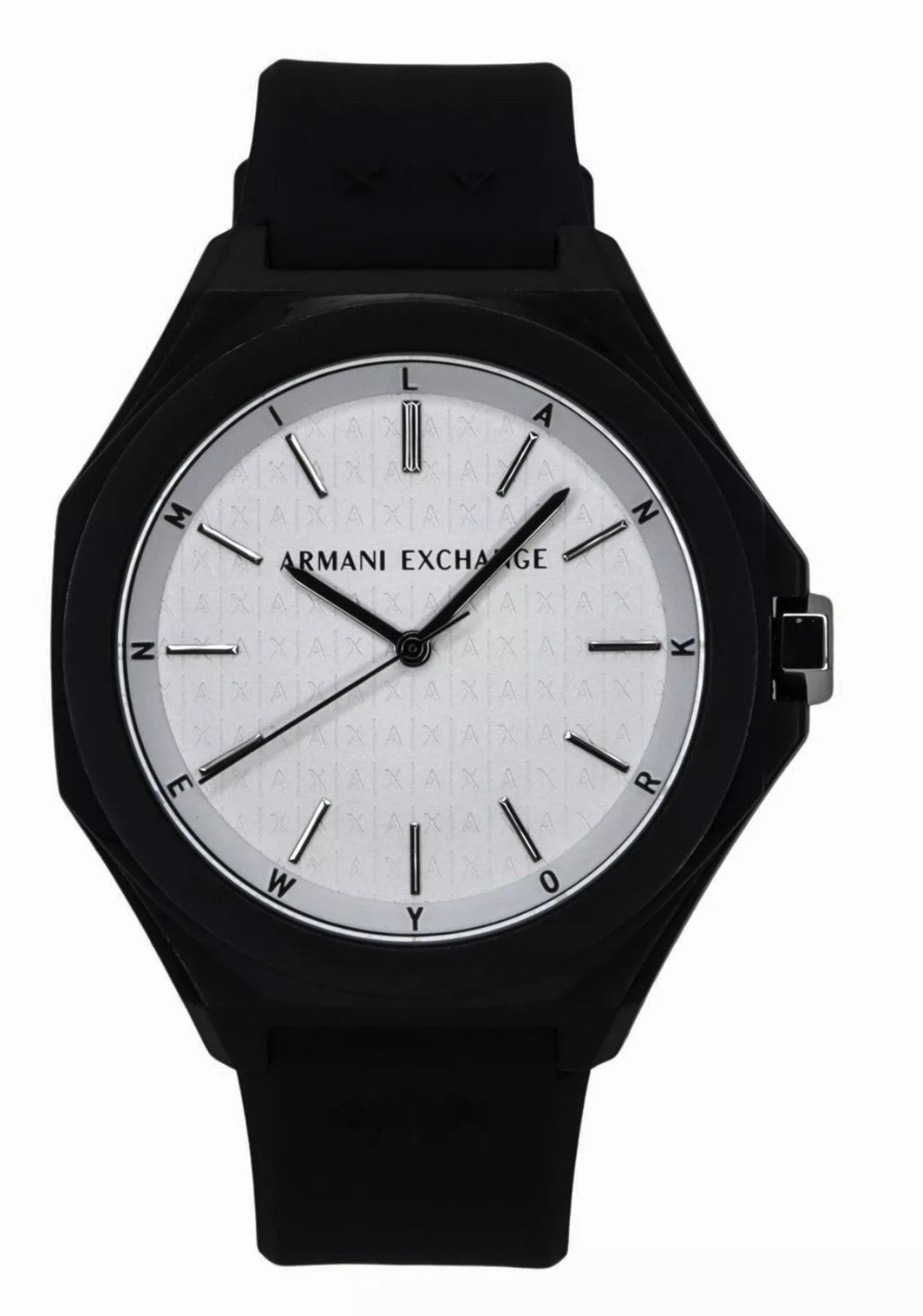 Armani Exchange Watch • Silicone Strap • White Dial Quartz Mineral Glass AX4600